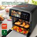 10QT Air Fryer Toaster Oven Combo with 10 Presets, Family Size Compact Oven for Roasting Whole Chicken/Double Cooking, Stainless Steel Interior, Easy Clean, Includes 2 Accessories & Recipe, Extra Large