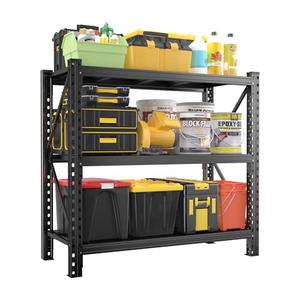 ErgoNova Garage Shelving 1800LBS Heavy Duty Shelving Units and Storage Shelves Adjustable 3 Tier Metal Shelving for Kitchen,Utility Room and Basement, 24" D x 47.24" W x 51.2" H, Black