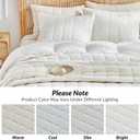 WARMDERN Linen Cotton Quilts Set Queen Size, 100% Cotton White Quilt Bedspreads with Box Stitched, 3 Pieces Soft Lightweight Bedspreads Coverlet with 2 Pillow Shams for All Season, Cream White, 90x96