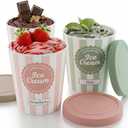 ZICOTO Set of 3 Reusable Ice Cream Containers 1 Quarts ea. - Perfect for Homemade Sorbet, Frozen Yogurt Or Gelato - Stackable Storage Pint Containers, Stickers And Lids Stores Easily In Freezer