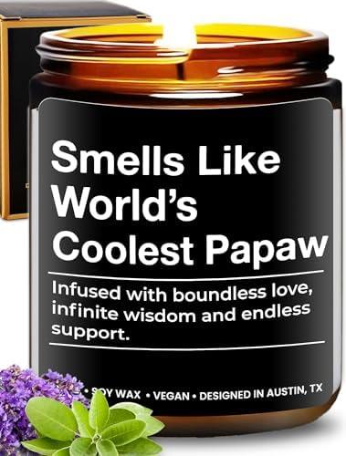 World's Coolest Papaw Candle, Unique Pawpaw Gifts from Grandchildren, Best Pawpaw Gifts from Granddaughter & Grandson, Perfect Presents for Papaw from Grandkids, for Birthday, Christmas, Father's Day