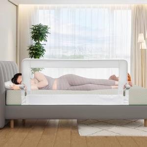 Bed Rail for Toddlers, 51 Inch Toddler Bed Rails, Baby Bed Guard Rail for Toddlers, for Twin, Full, Queen Size Bed, Box, Platform Bed, with Reinforced Sturdy Safety System (White)