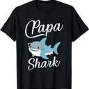 Papa Shark Funny Matching Family Grandpa T-Shirt, Black, XL