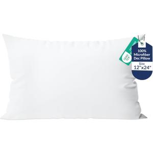 ROYALE LINENS 12 X 24 Pillow Insert - Down Alternative Throw Pillows Insert - Rectangle Pillow Pack of 1 White - Bed & Couch Pillows - Inner Cushion for Bed, Cushion for Living Room - Shams Stuffer