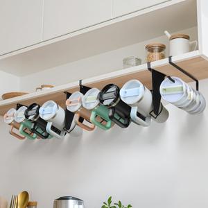 Tumbler & Lid Organizer Set Compatible with Stanley 40oz/30oz, Metal Hanging Under Cabinet Tumbler Organizer for Kitchen Cabinets, Lid Holder Storage for Stanleyy, Owalaa, Hdyroflask