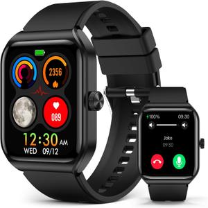 Smart Watches for Women with Bluetooth Call,1.91" Smartwatch with Heart Blood Oxygen/Rate/Blood Pressure/Sleep Monitor,100+ Sports Mode Fitness Tracker,IP67 Waterproof for Watch (Black)