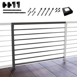 CR Fence & Rail Horizontal Guard Rail Kit, 4'Wx3'H Deck Railing Balusters Set w/Middle Post, Brackets Included, Sturdy Deck & Porch Railing Kit for Patio & Balcony, Requires 2 End Posts