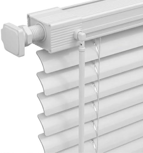 Cordless Mini Blinds, 1" Light Filtering Window Blinds, Horizontal Venetian Blind for Indoor Windows, Bedroom, Bathroom,Office, Camper, No Tools Aluminum Slat Shades(White)