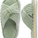JIASUQI Women's Purple Faux Fur Criss Cross Open Toe House Slippers for Women