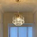 Crystal Chandelier LED Pendant Light for Dining Room Chain Hanging Lighting Fixtures for Kitchen Entrway Foyer Ceiling Pendant Drops Lights Gold