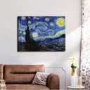 Starry Night, Vincent Van Gogh Canvas Wall art, Classic Paintings Framed Pictures Poster, Abstract Artwork Prints for Home Decor 16"x24"