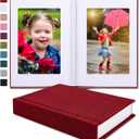 Small 4x6 Photo Album with Writing Space Holds 30 Photos Ideal for Wedding Theme-Album and Baby Photo Album (Red)