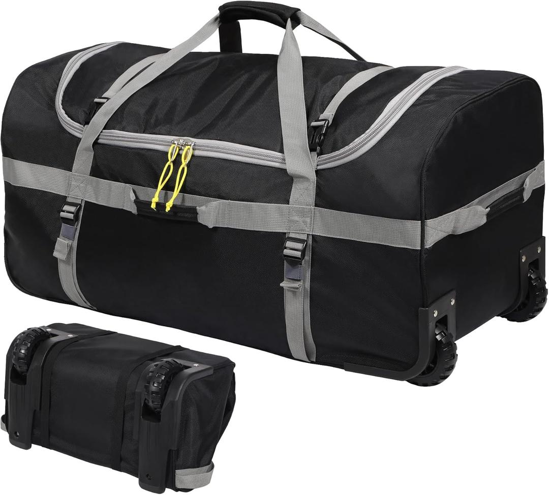 REDCAMP Rolling Duffle Bag with Wheels, 120L Luggage Foldable Duffle Bags with Rollers 30 inch, Black