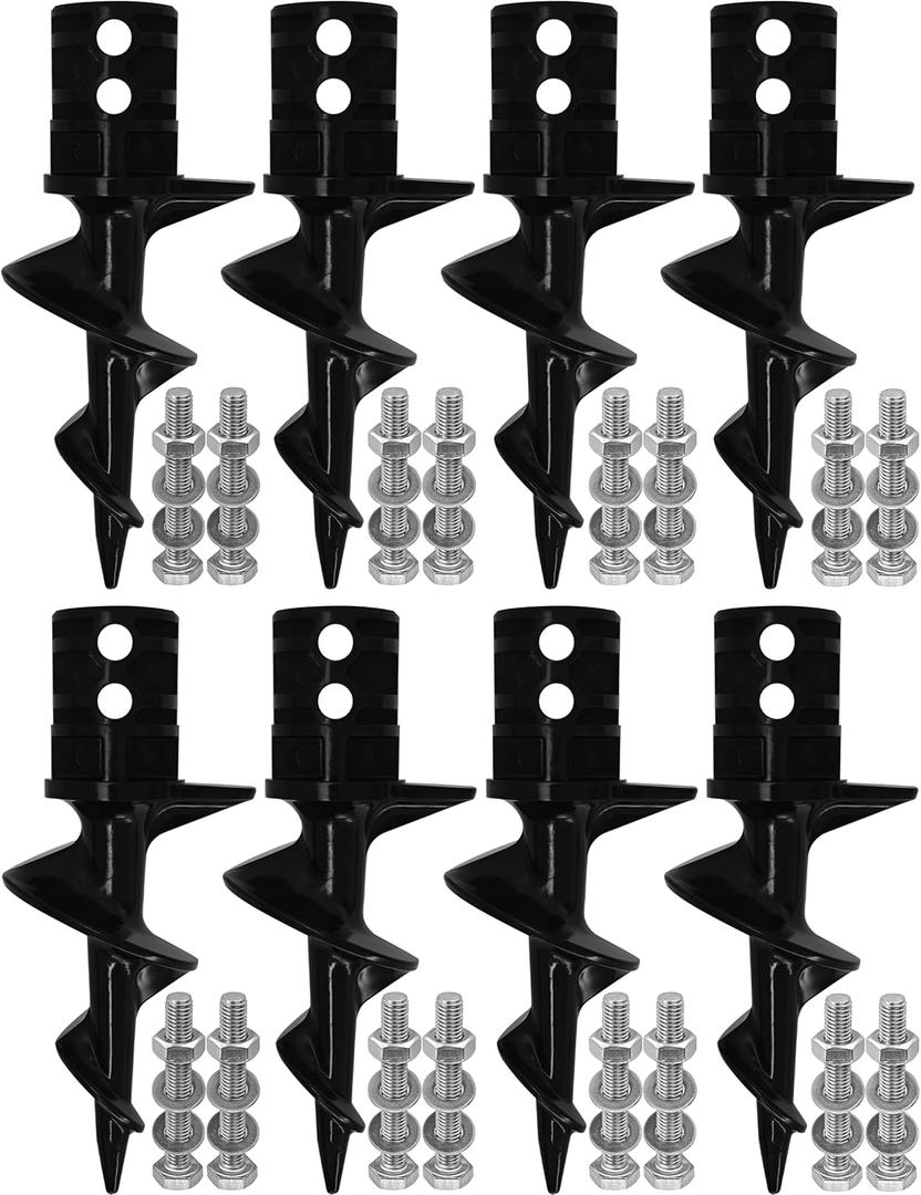 Dock Auger for 2" OD Pipe w/ 1.725" ID or 1.790" ID, Dock Sand Auger for PVC Tubing Sandbar Anchor or Aluminum Dock Post Pole, Stationary/Floating Dock Auger Anchors for Mud, Sand, Lake, Clay, River Bottom 8 Pack
