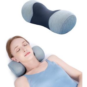 Bespilow Small Neck Roll Pillow,Say Goodbye to Neck Pain, Cervical Memory Foam Pillow for Tension Muscle Relief, Contour Support, Shoulder Pain Relaxer with Breathable Pillowcase, Odorless (Black)