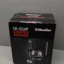 Mueller 12-Cup Drip Coffee Maker - Borosilicate Carafe, Auto-Off, Reusable Filter, Anti-Drip, Keep-Warm Function, Clear Water Level Window Coffee Machine, Kitchen Essentials & Accessories (Black)