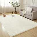 Area Rug for Living Room, Cream Soft Fuzzy Plush Indoor Carpets for Bedroom, Non Skid Fluffy Faux Fur Rug for Room