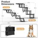 Extra Wide Dog Stairs for Large Dogs, Foldable Dog Ramp for Car with Non-Slip Surface, Lightweight Dog Stairs for Cars, Dog Steps for Cars, SUV, High Beds, Truck, Supports up to 250 lbs, 4 Steps