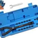 15PCS Pulley Holder Tool Kit, Universal Pin Spanner Wrench Set, 1/2" Drive Ratchet Adjustable Spanner Wrench with Variable Pins fits Camshaft Pulleys, Fan Clutch Removal Wrench Tool