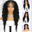 WIGER Full Double Lace Braided Wigs Two Twist Braid Curly Wig Black Spiral Coiled Braid Wigs Pre Plucked with Baby Hair Senegalese Braided Wig for Black Women 24 Inch