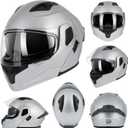 Adult Modular Motorcycle Helmets, DOT Approved Flip up Dual Visor Full Face Helmet for Men Women Moto ATV UTV Snowmobile ADV Four Wheeler Street Bike with Gloves & Mask, Medium