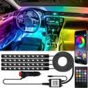 BFXM Car Interior Lights, 12V LED Strip Lights with Cigarette Lighter Adapter, Ambient Lighting Car Accessories, App & Remote Control Music Sync Color Change Lights for Truck Car Decor (36LED Beads)