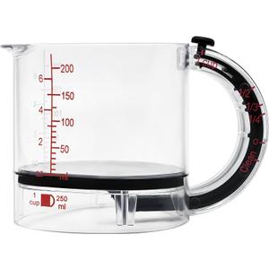 4 in 1 Adjustable Measuring Cup, Multi-Functional Measuring Cups with Scraper-Style Seal Base, Space-Saving Easy to Clean No Waste Design, All-in-1 Push Up Measuring Cups for Cooking and Baking