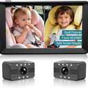 HUBOOK Baby Car Camera -7 Inch Split Screen with Dual Seat Cameras, Night Vision, HD 1080P - USB Powered Easy Install Rear Facing Baby Car Monitor - Perfect for 2Kids/Twins