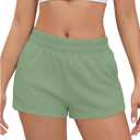 SOLY HUX Women's Sweat Shorts Casual Summer Elastic High Waist Running Lounge Shorts with Pockets (Green, XS)