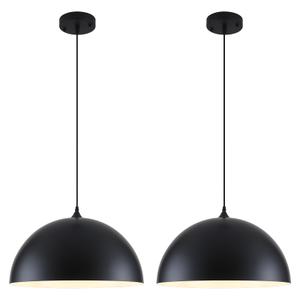 LWWHQ Large Pendant Lights Kitchen Island, 19.7 Inch Black and White Dome Pendant Light，Black Farmhouse Pendant Light, Modern Industrial Kitchen Pendant Lighting Over Island, Dining Room, 2 Pack