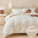 BISELINA 100% Cotton Waffle Weave Duvet Cover Set – Houndstooth Pattern, Soft & Lightweight Farmhouse Bedding, Breathable for All Seasons, 3PCS (1 Duvet Cover & 2 Pillow Shams) – White, King Size