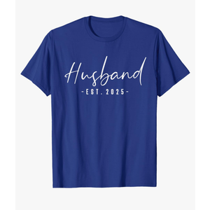 Couples Gifts For Husband And Wife Matching Husband Est 2025 Just Married Honeymoon Wedding T-Shirt Size M