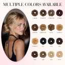Rich Choices Human Hair Messy Bun Hair Piece, 100% Remy Human Hairs Bun HairPiece for Women,Chignon Fluffy Donut Updo,Hairpiece with Elastic Rubber Band Wavy #4P27 Medium Brown Mix Dark Blonde