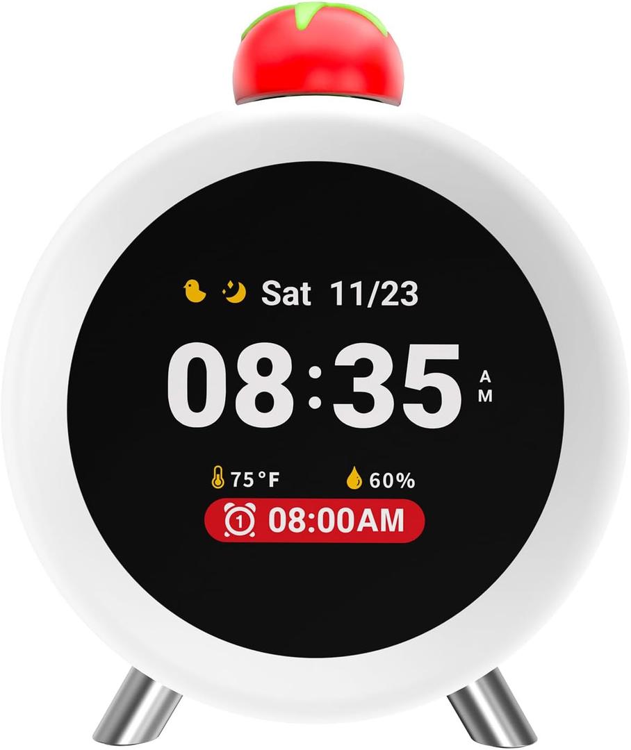 Dekala ChronoSense Sound Machine Alarm Clock for Bedroom w/Temperature Humidity, Sleep White Noise Sound Machine, 100dB Loud Gradual Alarm for Heavy Sleeper IPS Screen Animation