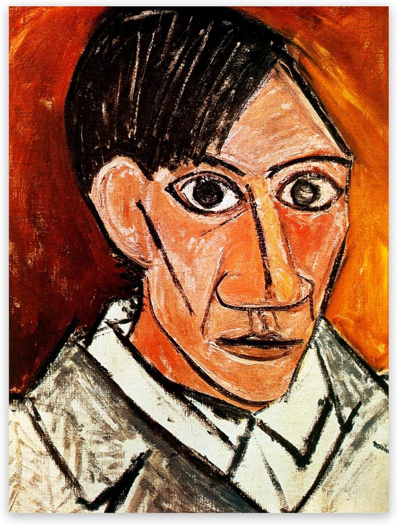 KWAY Pablo Picasso Wall Art & Decor - Self Portrait Poster - Abstract Canvas Wall Art - Impressionist Art Prints Cubism Artwork Modern Home Decor for Bedroom Office Unframed (12x16in/30x40cm)