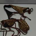 SweatyRocks Women's Sexy Halter 2 Piece Studded Bikini Sets Tie Side Thong Bathing Suits Cheeky Swimsuit M