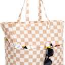 Iioscre Beach Bag for Women, Causal Hobo Pool Bags with Zipper Inner Pocket, Foldable Swim Tote Bag for Vacation Essentials