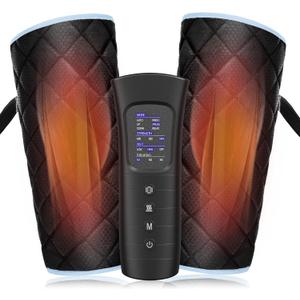 ALLJOY Leg Massager for Circulation and Pain Relief, Calf Massager Air Compression with 6 Modes, 2 Heating Levels, 3 Vibration Functions and 30min Auto-Off Adjustable Wraps Gift for Family Friends