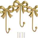 Gold Bow Hooks Coat Rack, Wall Mount Coat Hook, Bow Room Wall Decorations, Wall Hook for Hanging Coat, Hat, Jacket