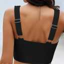 GRAPENT Bikini Tops for Women Cropped StrapCore Tankini Tops Beach Padded Knot Twist Cut Out Adjustable Swimwear Top Only (Black, XL)