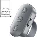 Phone Camera Ring Remote Control with Zoom in/Out, Rechargeable Shutter with Front/Rear Camera Switch for iPhone Android iPad, Hands Free Remote Ring for Photo & Video Recording Content Creator (Gray)