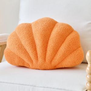 Lfsaaj Orange Seashell Throw Pillows, Shell Shaped Throw Pillows, 13 Inch Soft Home Decorative Pillow Plush Cushion for Bed Couch Living Sofa Room Decor Accent Throw Pillow