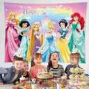 Princess Birthday Party Decorations,Happy Birthday Banner Backdrop for Birthday Party Supplies, 59 inches x 39 inches