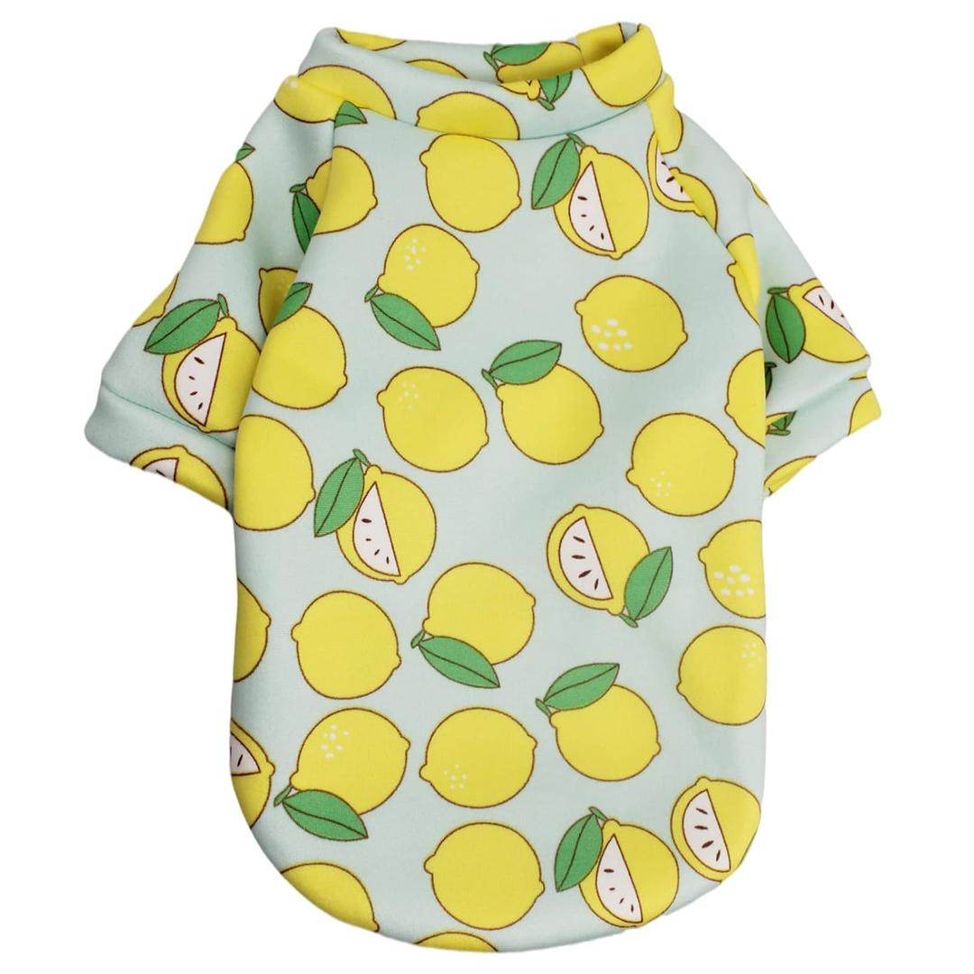 Katenpid Cartoon Pattern Dog Clothes Cotton Dog Shirt for Pet Clothes Puppy T-Shirts Cat Tee Breathable (Lemon, Small)