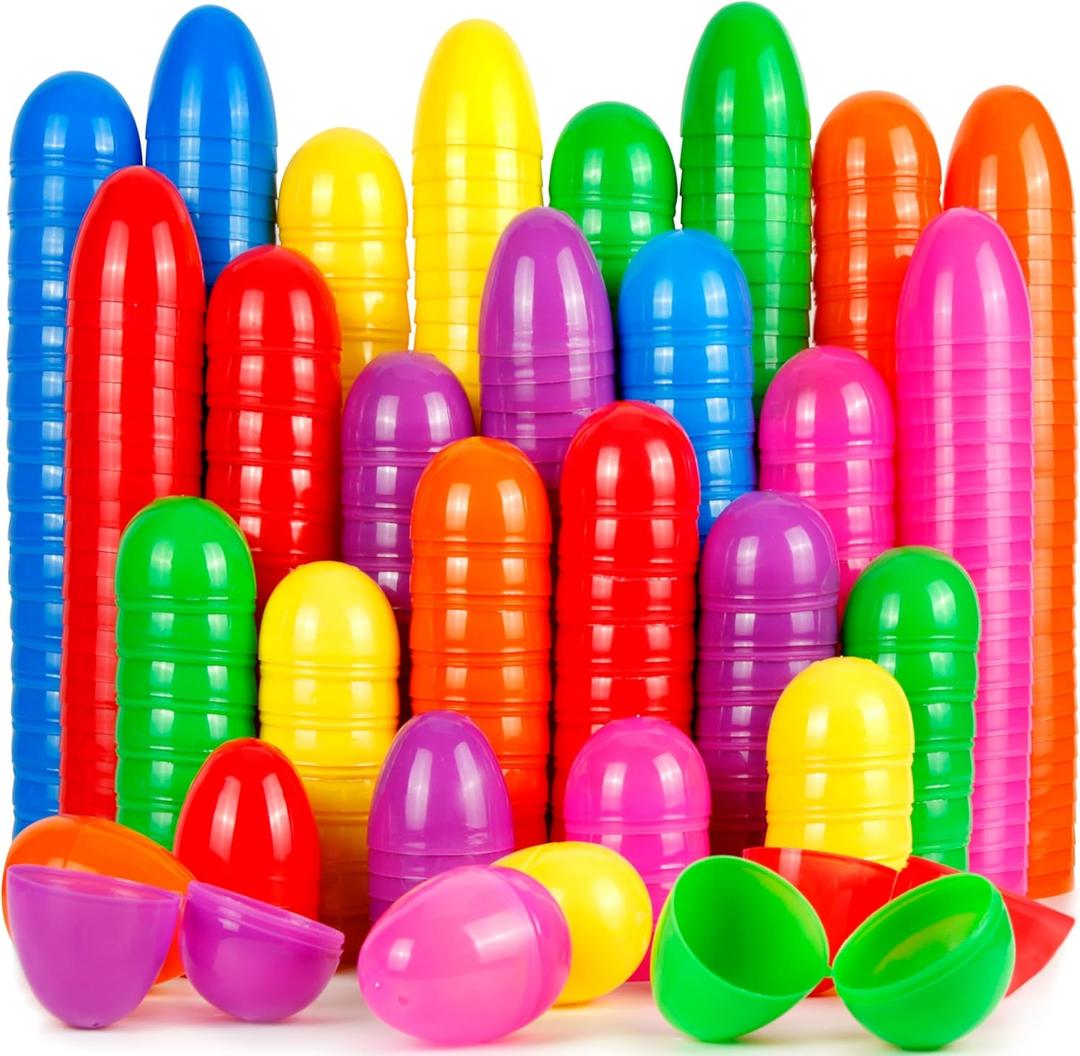 OCTERIC 120Pcs Easter Eggs, 2.3" Fillable Bright Colors Plastic Easter Eggs Empty for Easter Hunt, Easter Basket Stuffers, Party Favor, Classroom Prize Supplies