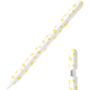 Pack of 2 JOOSKO Cow Print Pencil Case for Apple Pencil (USB-C), Comfortable Grip, Side Thin Silicone Sleeve, Supports magnetic attachment. (Yellow)