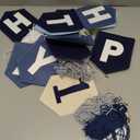 DCJHFJ Felt Navy Blue Happy Birthday High Chair Banner Pre-Strung Birthday Hanging Decoration for Baby Boy 1st Birthday Party Decorations
