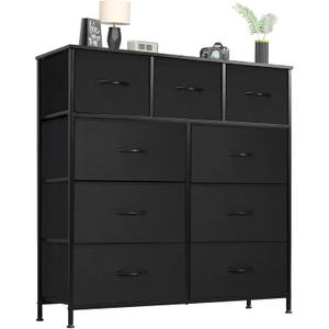 OLIXIS Dresser for Bedroom, Drawer Dresser Organizer Storage Fabric Storage Tower, Chest of Drawers with 9 Easy Pull Fabric Bins, Steel Frame, Wood Top for Living Room, Closet, Entryway, Hallway (Modern Black) OLIXIS Dresser for Bedroom, Drawer Dresser Organizer Storage Fabric Storage Tower, Chest of Drawers with 9 Easy Pull Fabric Bins, Steel Frame, Wood Top for Living Room, Closet, Entryway, Hallway (Modern Black)