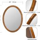 24" x 32" Wall Mount Wood Beaded Frame Oval Mirror, Warm Brown Real Glass Modern Farmhouse Decorative Mirror for Bathroom Vanity, Entryway, Bedroom