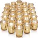 LETINE Gold Votive Candle Holders Set of 36 - Speckled Mercury Gold Glass Candle Holder Bulk - Ideal Spring Summer Decor for Wedding Centerpiece TableValentine's Day Decorations Indoor